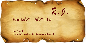 Raskó Júlia névjegykártya